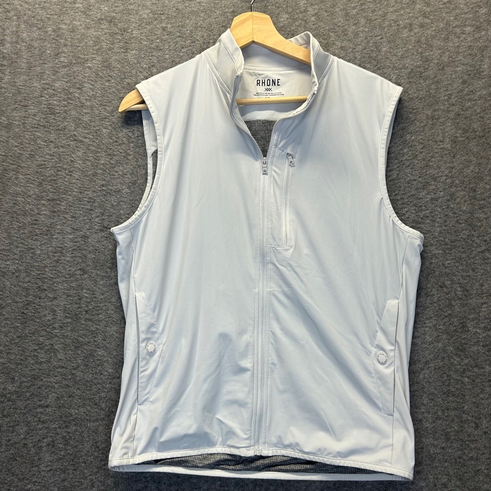 Rhone Mens Performance Full Zip Vest Light Gray Size Small Athletic Golf Layer